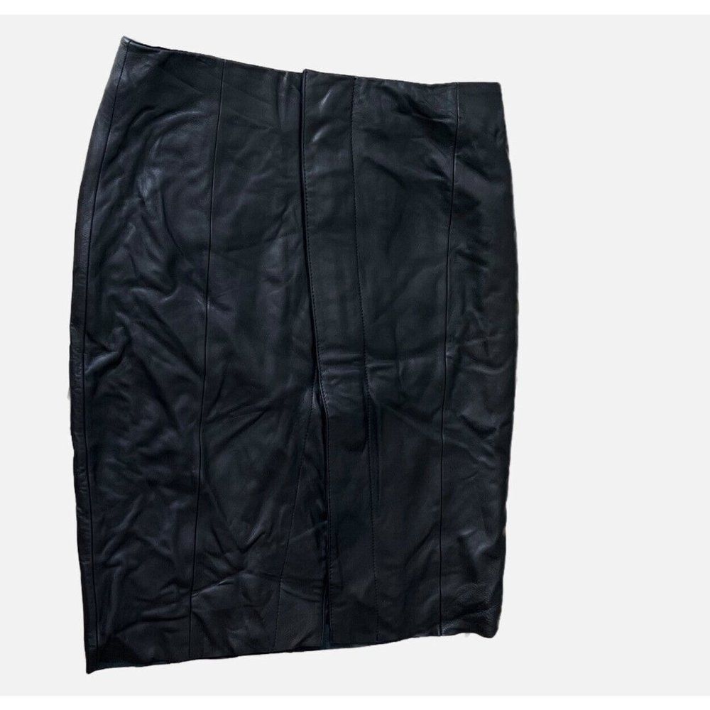 ANTONIO MELANI Black Leather Pencil Skirt